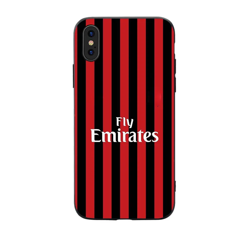 RKQ Milan Jersey стильный мягкий силиконовый чехол для телефона iPhone 5S SE 6 6S 7 8 Plus X XS XR 11 Pro