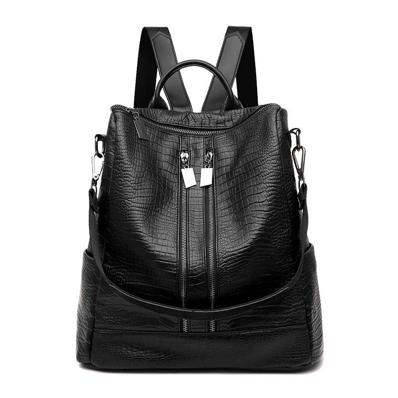 Крокодил Женщины кожаный рюкзак большой для отдыха женские рюкзаки девочек