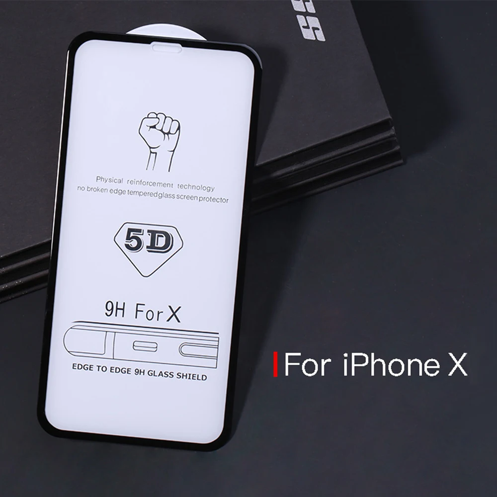 5D 9H для iphone 8 7 6 6s Plus закаленное стекло Защита экрана x полное покрытие защитная