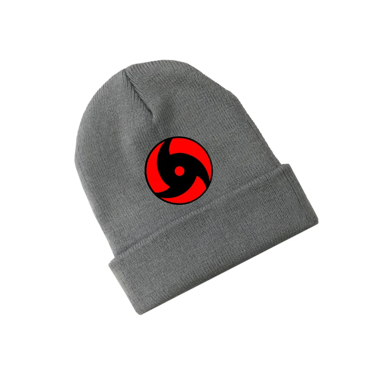 Мода Аниме Hokage Shippuden Какаши Шаринган шапочки хлопок вязать лыжные Skullies Хип-хоп кепки Весна Зима Осень Косплей шляпа подарок - Цвет: Gray