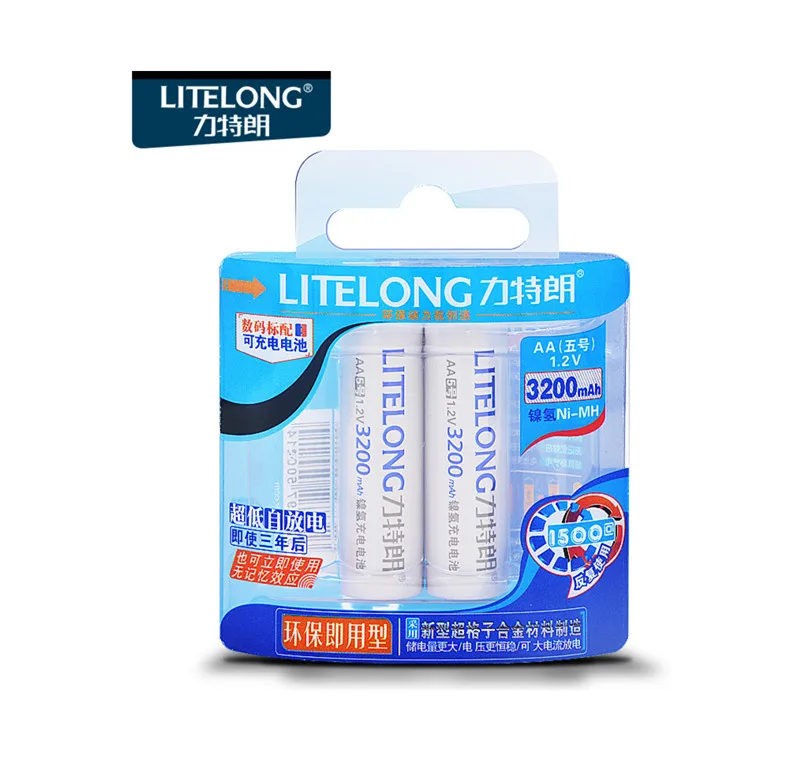 Бесплатная доставка LITELONG 4 шт. AA 3200 мАч аккумуляторная батарея беспроводная
