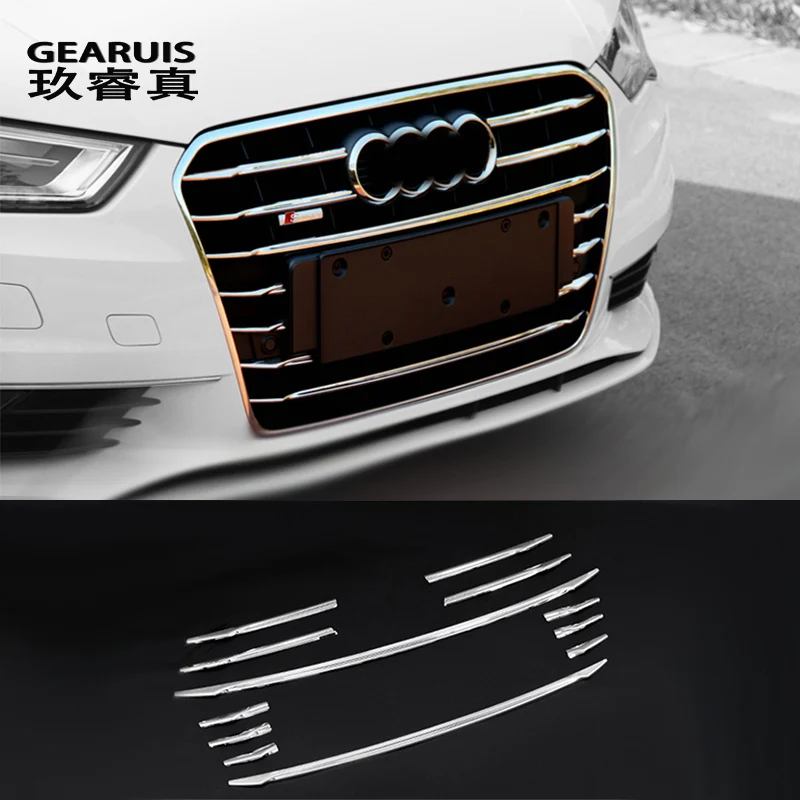 Для Audi A3 8v Sedan автомобиля Передняя Воздушная решетка крышки обшивки полосы внешние авто аксессуары из нержавеющей стали украшения блестки Стайлинг