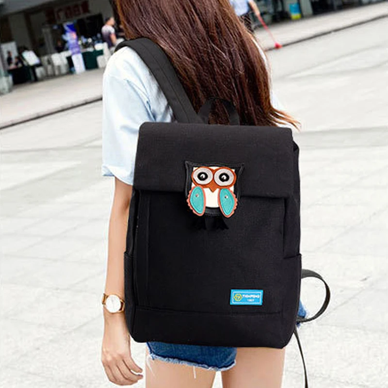 coofit Girls Fashion Backpack Lovely Owl Pattern Canvas Travel School Bags Rucksack For Women Escolar Mochila Feminina | Багаж и сумки