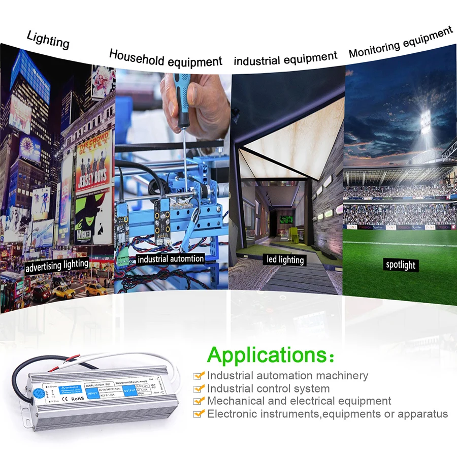 Водонепроницаемый IP67 Светодиодный драйвер постоянного тока 12 В 24 световой