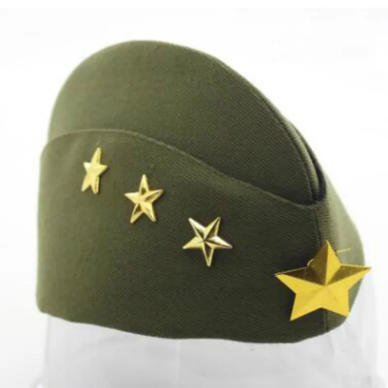 army green2 Повседневная пятиконечная военная шляпа, одноцветная Женская матросский танцевальный головной убор, Женская русская армейская шапка, сценические танцевальные шляпы, темно-синяя шляпа - Цвет: army green2