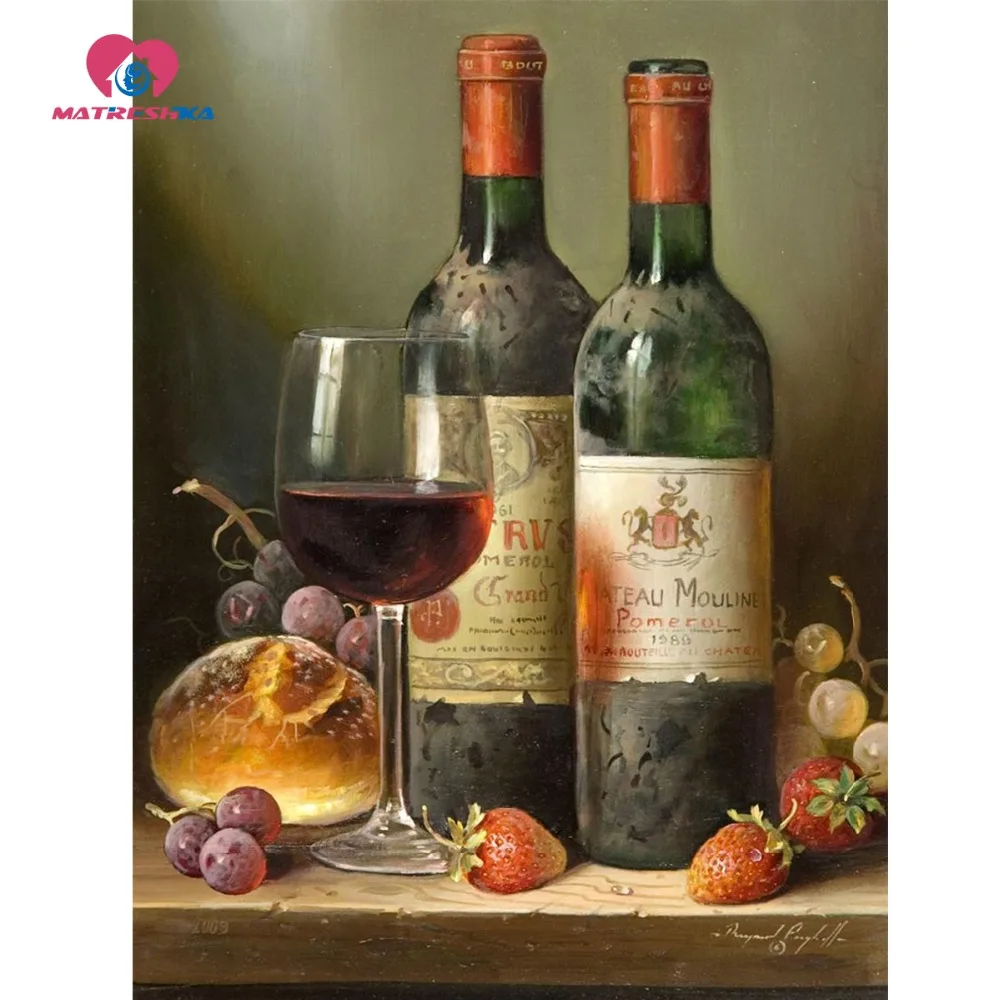 Алмазная вышивка пейзаж вино фрукты картина Стразы Вышивка Набор для мозаики