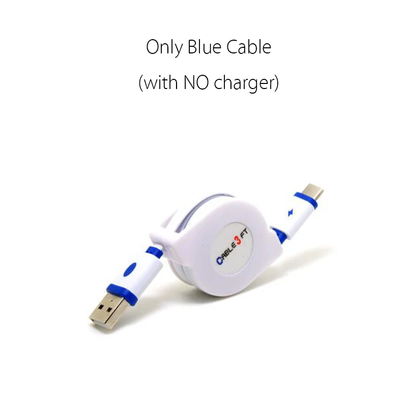 blue cable Длинный Usb type-C кабель 1/2/3 метра Выдвижной Usb кабель 3 м Usbc Кабо Tipo C для samsung Galaxy S9 S8 Plus Note 9 8 A3 A5 A7 - Тип штекера: blue cable