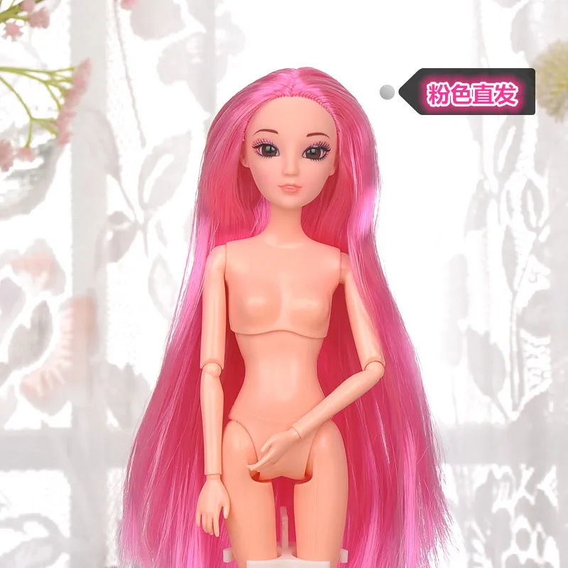 Pink 1 шт. голова для 1/6 BJD кукла отличного качества голова куклы с прямыми волосами DIY аксессуары для 29 см куклы 1/6 аксессуары для кукол - Цвет: Pink