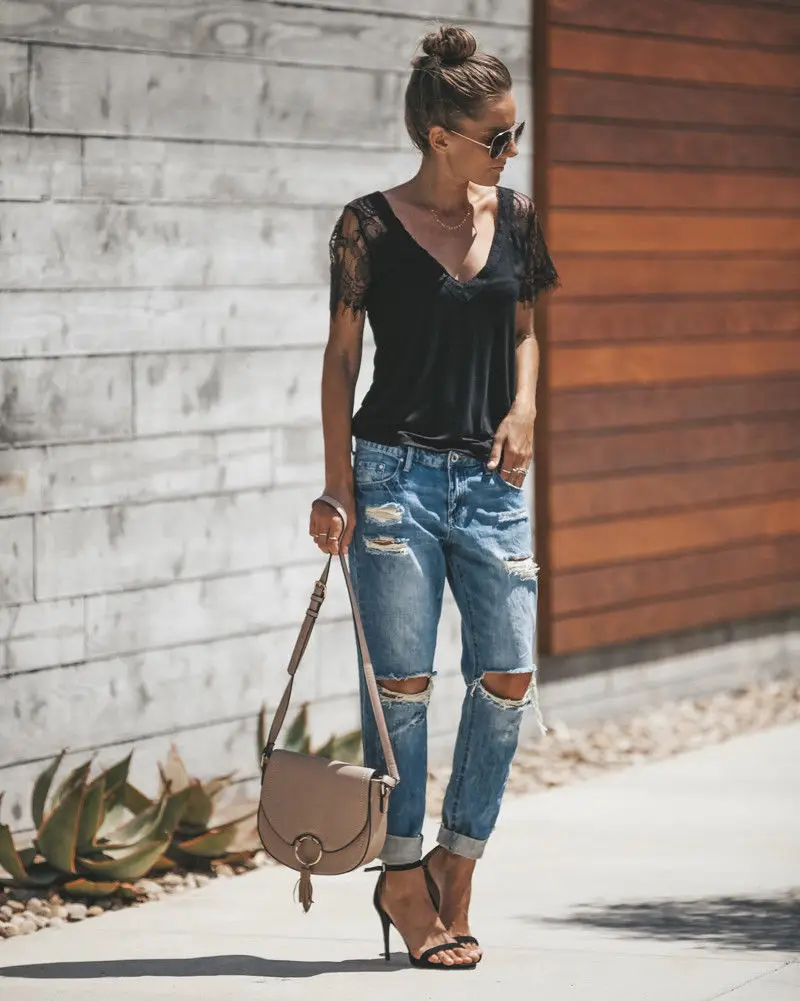 2018 новый стиль в наличии женская летняя свободная повседневная с v-образным