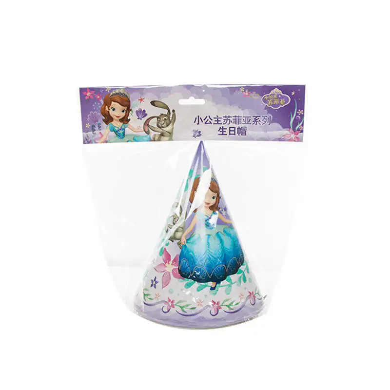 Hat-6Pcs Дисней София Первый пластиковый стол Принцесса София бумажный стаканчик, тарелка детский душ ребенок день рождения семья поставка украшений для вечеринок - Цвет: Hat-6Pcs