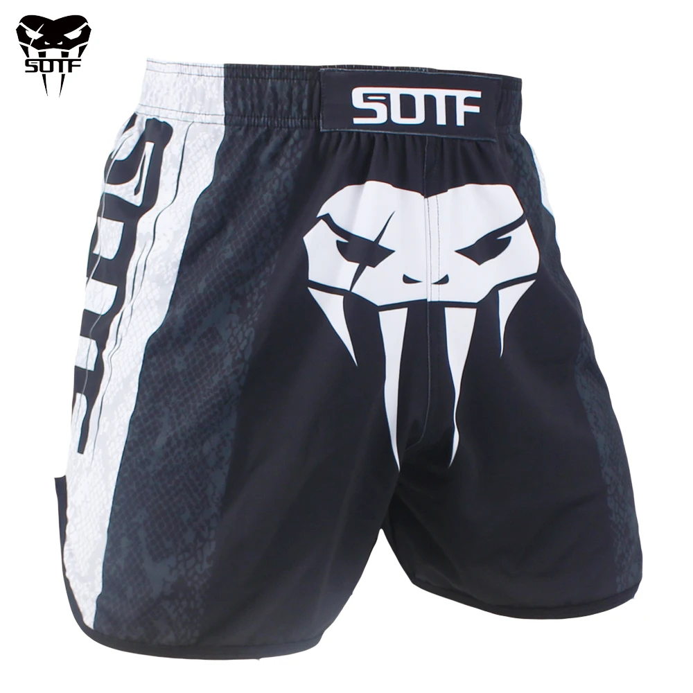 SOTF mma черные эластичные шорты с головой змеи для боевых действий Tiger Muay Thai дешевые