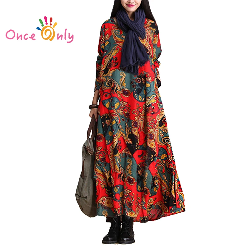 Женское Повседневное платье с длинным рукавом льняное Хлопковое асимметричным