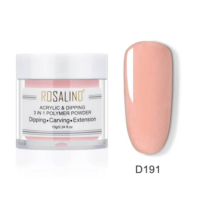 RPD191 ROSALIND 3 в 1 акриловый погружной порошок для ногтей розовый резной гель для наращивания ногтей Дизайн ногтей маникюр DIY украшения погружающийся порошок - Цвет: RPD191