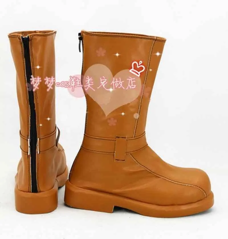 

Final Fantasy VII FF7 Aerith Cosplay Shoes Halloween Khaki Short Boots Custom Cosplay Shoes Anime