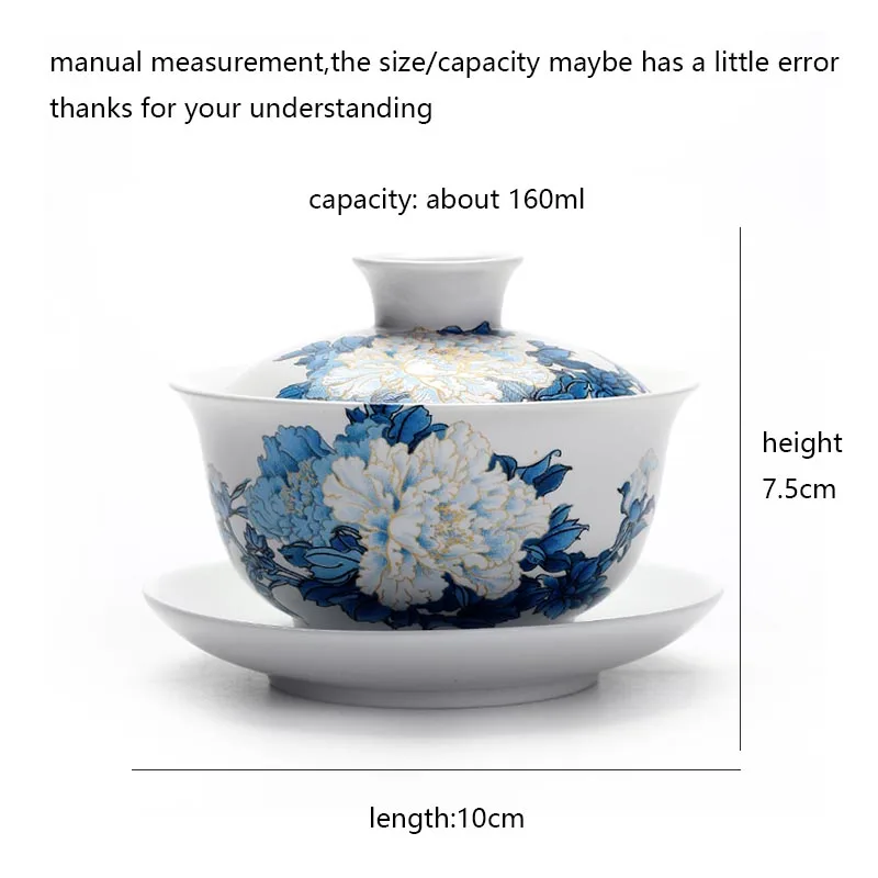 160 мл, китайский стиль, Gaiwan, керамическая фарфоровая аппликация, выбивает цветок, чайная чаша с крышкой, блюдце, набор, посуда для напитков, чайная посуда, чайная супница