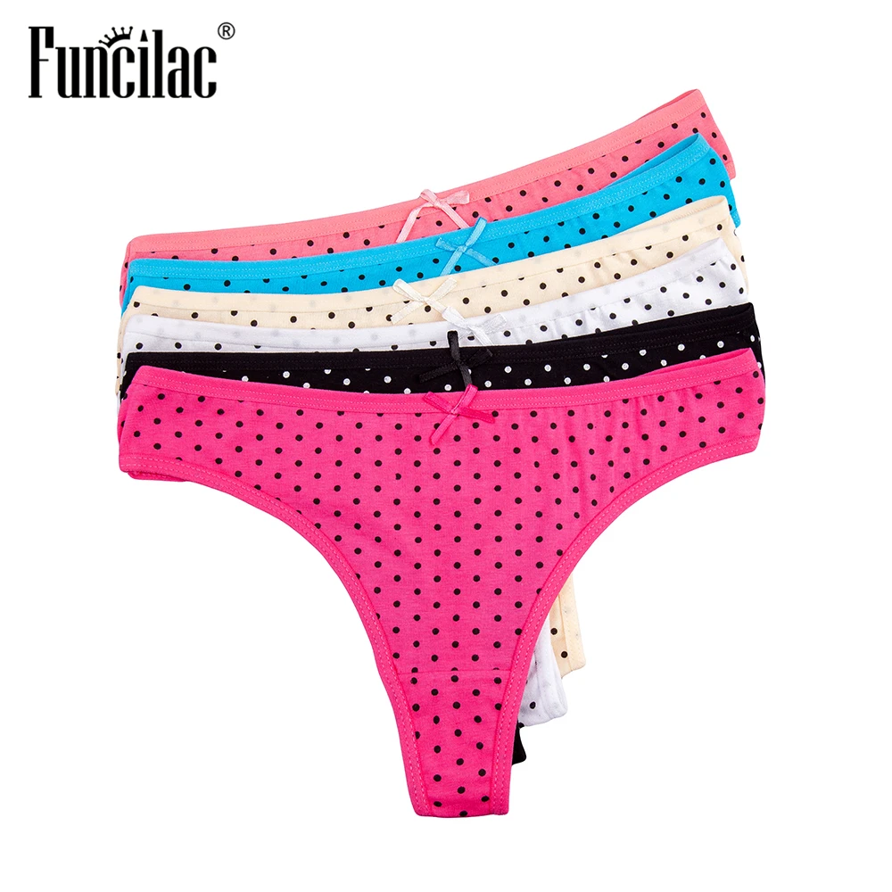 FUNCILAC женское нижнее белье сексуальные в горошек g стринги хлопковые дышащие
