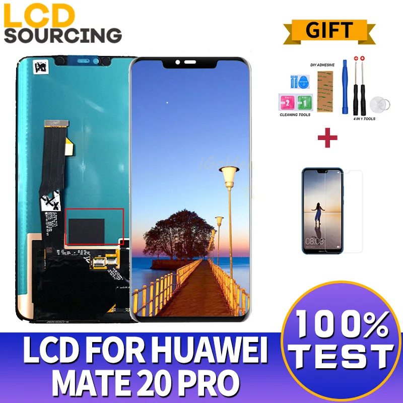 

ЖК-дисплей 6,39 дюйма для Huawei Mate 20 Pro, ЖК-дисплей с сенсорным экраном и дигитайзером со сканером отпечатков пальцев в сборе для Mate20 pro, сменный д...