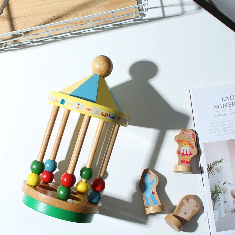 candice guo! funny wood toy in the night garden wooden spinning gazebo pavilion decoration baby kids birthday Christmas gift | Игрушки и