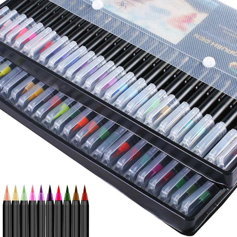 Ручка-кисть для каллиграфии 24 цвета набор с ручной направляющей тонкие