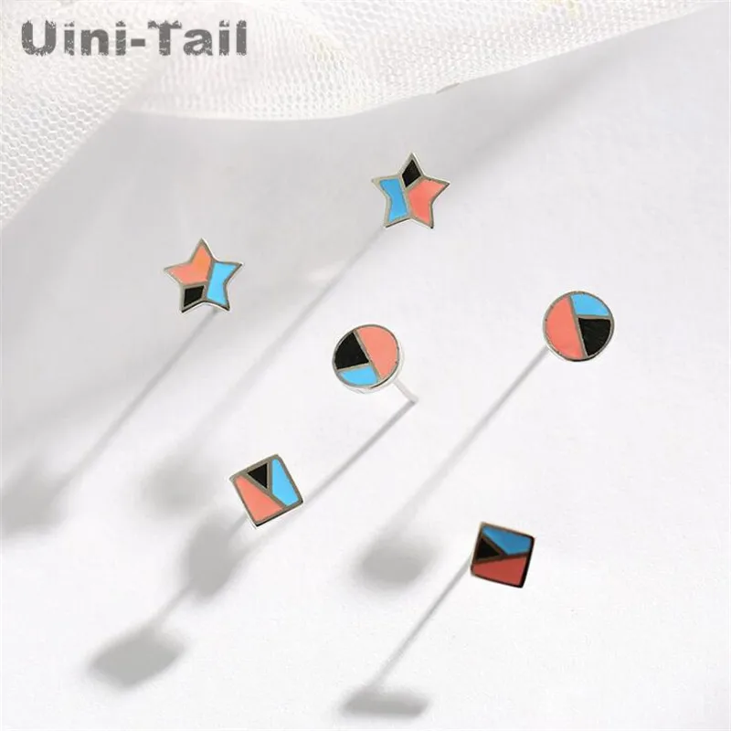 Серьги гвоздики Uini Tail геометрические маленькие и изысканные ED180|Серьги-гвоздики|