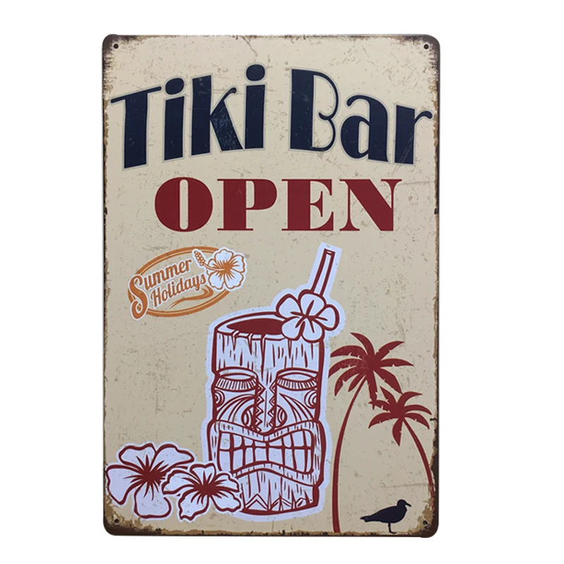 Винтажные металлические вывески Tiki Bar с открытой повязкой для дома и бара