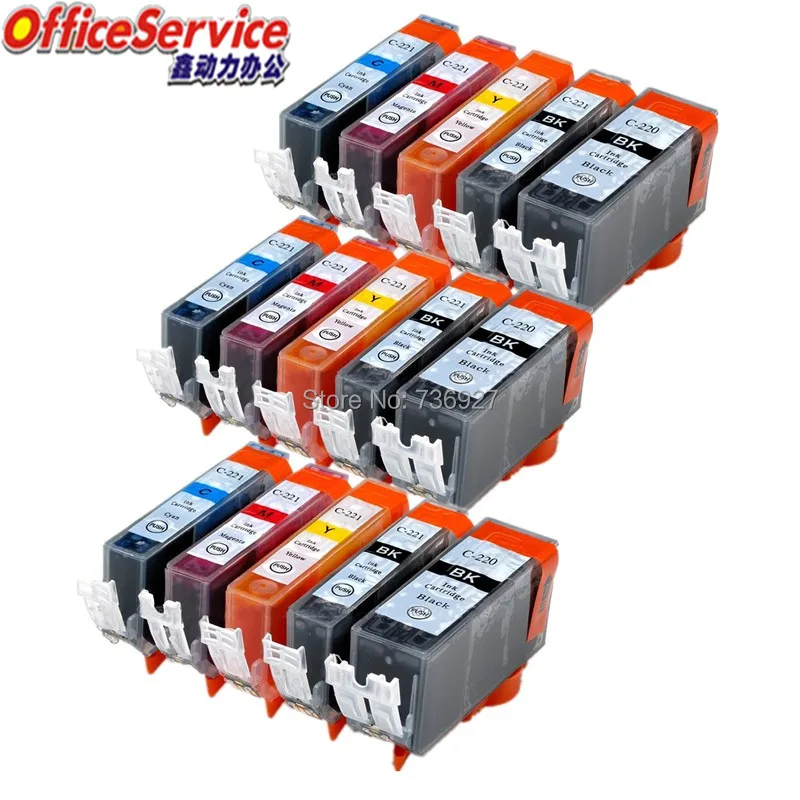 

15X PGI-220 CLI-221 PGI220 CLI22 совместимый чернильный картридж для принтера Canon IP3600 IP4600 IP4700 MX860 MX870 MP550 MP560 принтер