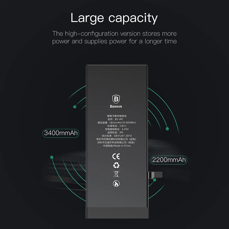 Оригинальная батарея мобильного телефона для iPhone 6s 6plus 6 p реальной емкости iPhone6