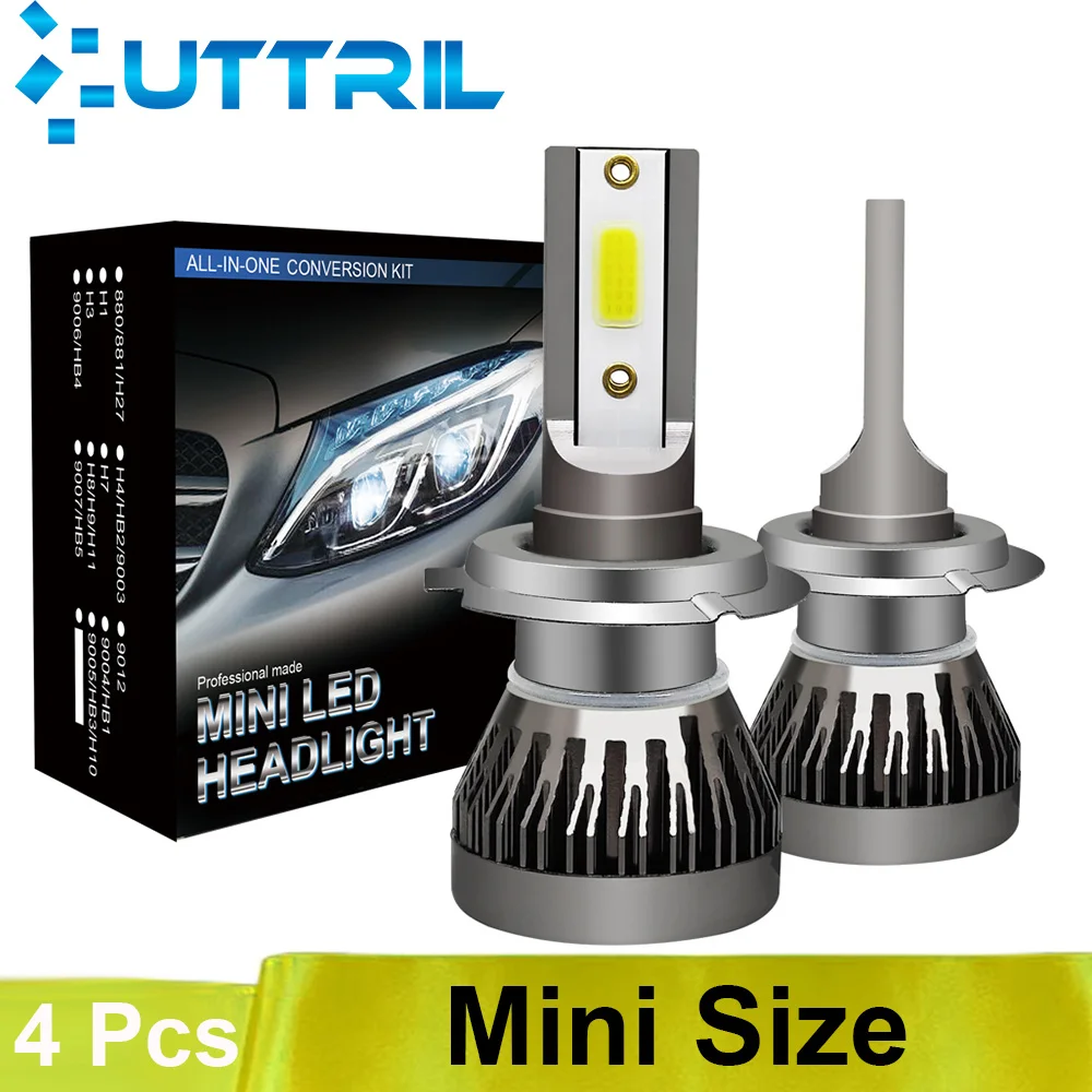 Uttril 4 шт. H4 LED H7 H11 H8 9006 HB4 H1 9005 HB3 H9 автомобисветильник фары головного света