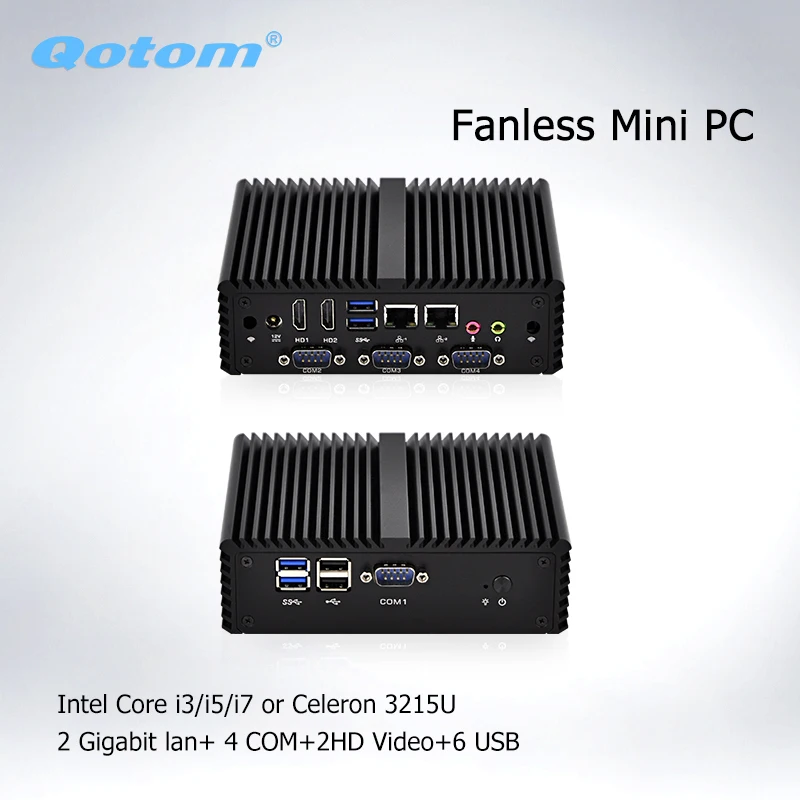 Мини ПК без вентилятора Qotom Barebone с Celeron 3215U i3 i5 i7 opnsense промышленный компьютерный