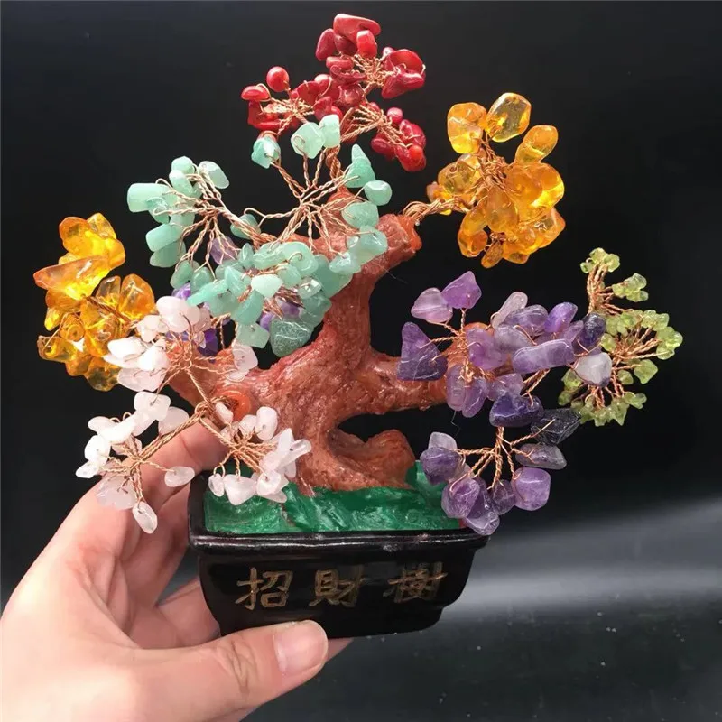 

Mini Crystal Tree Bonsai Style Feng Shui Bring Wealth Luck Home Decor Birthday Gift