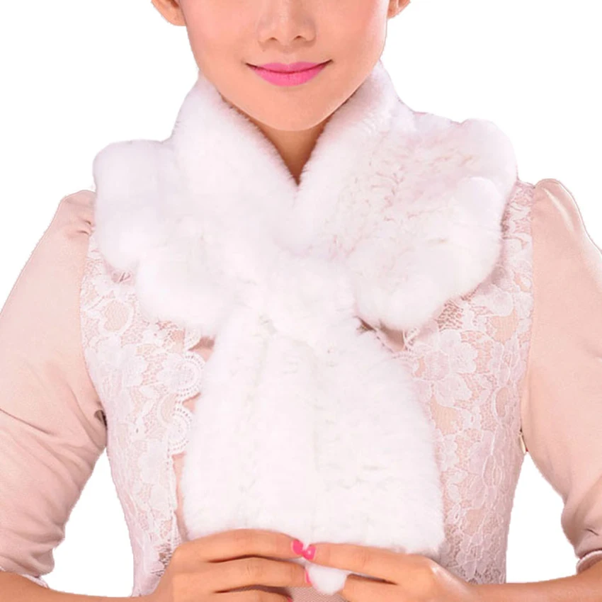 Настоящий мех кролика шарф украшение в виде цветка женская накидка зимняя шаль