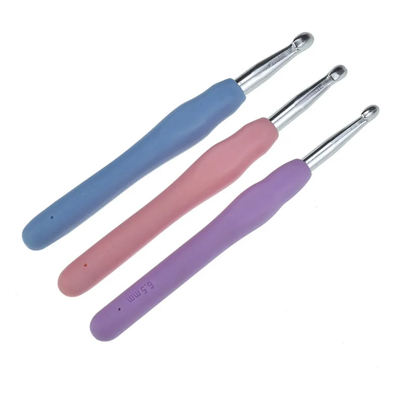 Алюминиевые вязальные крючки с толстой головкой спицы карамельного цвета ручка