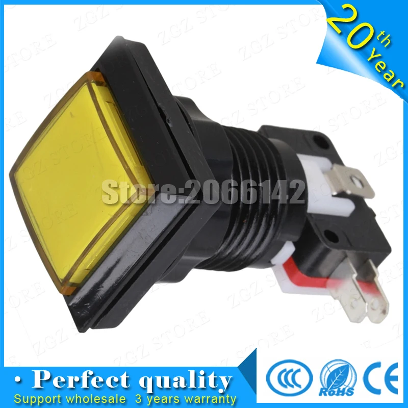 Square Arcade Push Button Switch Set of 5 (blue/Black) Leds button LED light console12 vled large game machine accessories | Спорт и