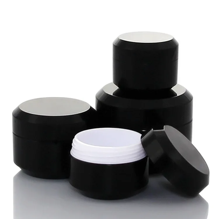 20pcs/lot 3g/5g/10g/15g/30g/50g Empty Cream Jar Plastic Cosmetic Packaging Bottle Black Eyeshadow Makeup Packaging Pot