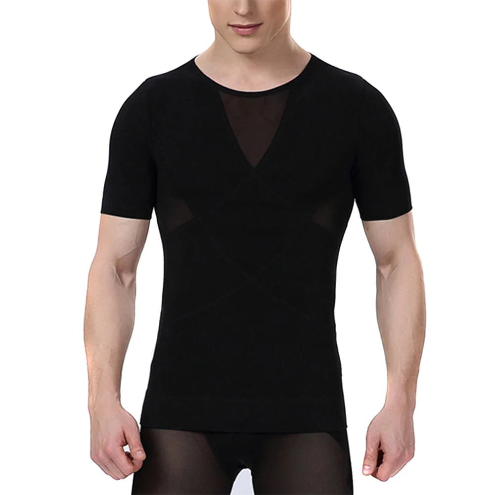 

Hot Men Slimming Shapewear Shaper Compression Short Sleeve T-shirt Top for Summer DO2
