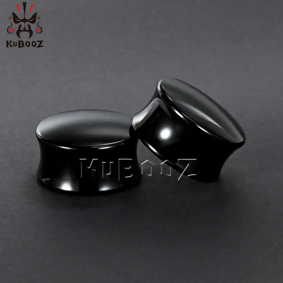 black KUBOOZ Серьги Для Пирсинга Ушей, акриловые пробки для седла, тоннели, черные, белые украшения для тела, серьги, расширитель, модное кольцо, 2 шт - Окраска металла: black
