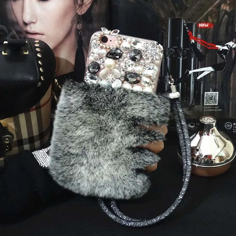 Real Rex Rabbit Hair Genuine Fur coque Case For Sony Xperia R1 plus Z ultra Z2 Z4 XZ1 Z3 Z1 Z5 Compact XZ premium Fundas capa |
