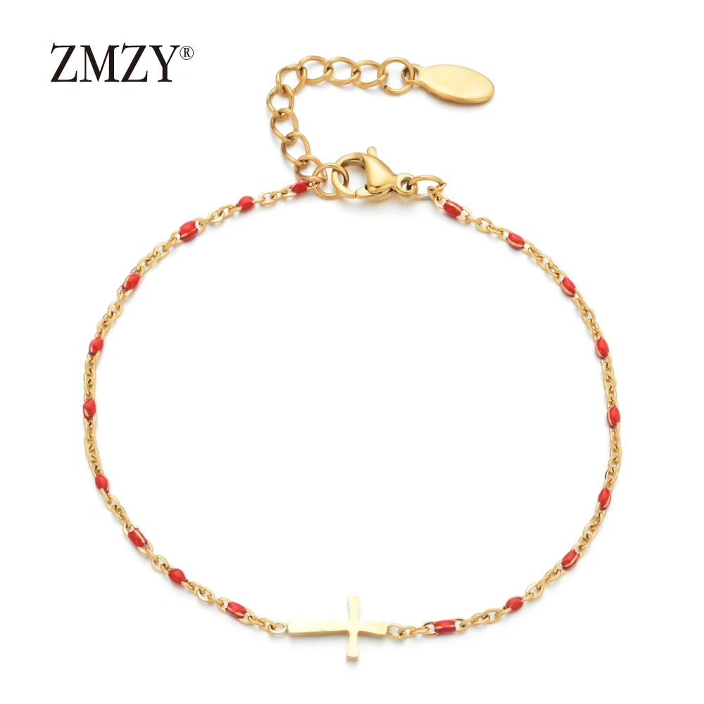 red ZMZY модные боковые христианские браслеты из нержавеющей стали для женщин Золотой шарм Keepsake девушка детский браслет ювелирные изделия - Окраска металла: red
