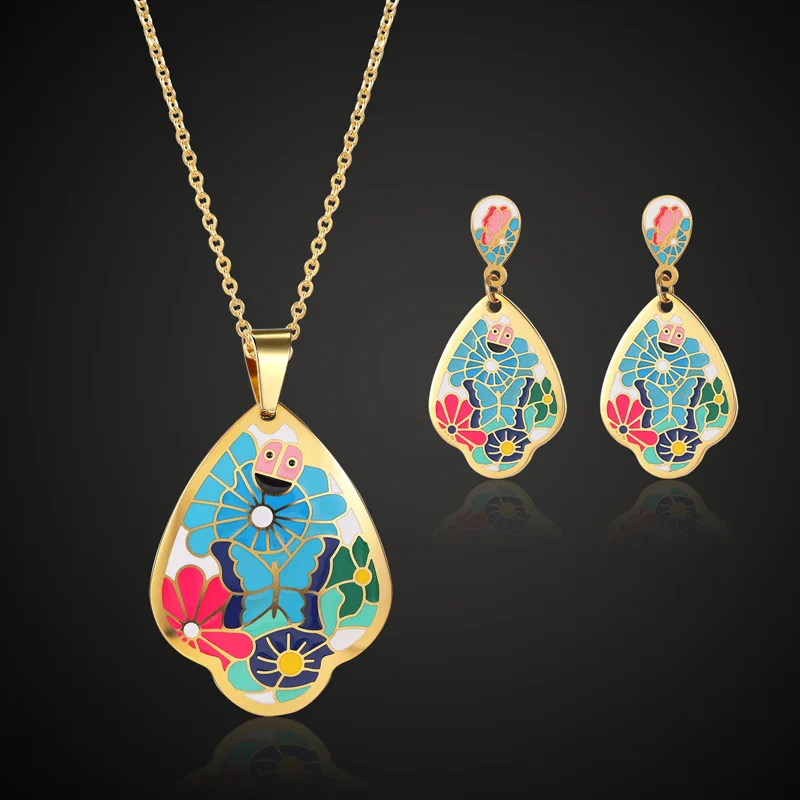 Комплект из колье и серёг нержавеющей стали|jewelry sets for women|necklace setstainless steel jewelry set |