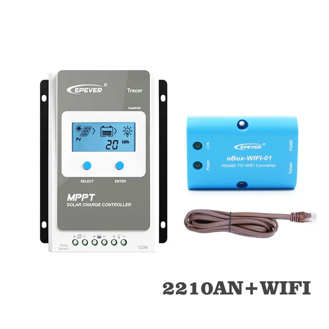 Epever 20A MPPT Контроллер заряда для фотоэлектрических систем и 12/24V Авто Tracer1210AN eBOX-WIFI-01 bluetooth и MT50 для пульта дистанционного управления - Цвет: 20A WIFI