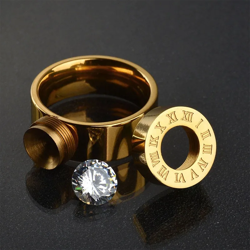 Кольцо из нержавеющей стали 316l с большим цирконием 7 цветов|stainless steel ring|stone ringsteel