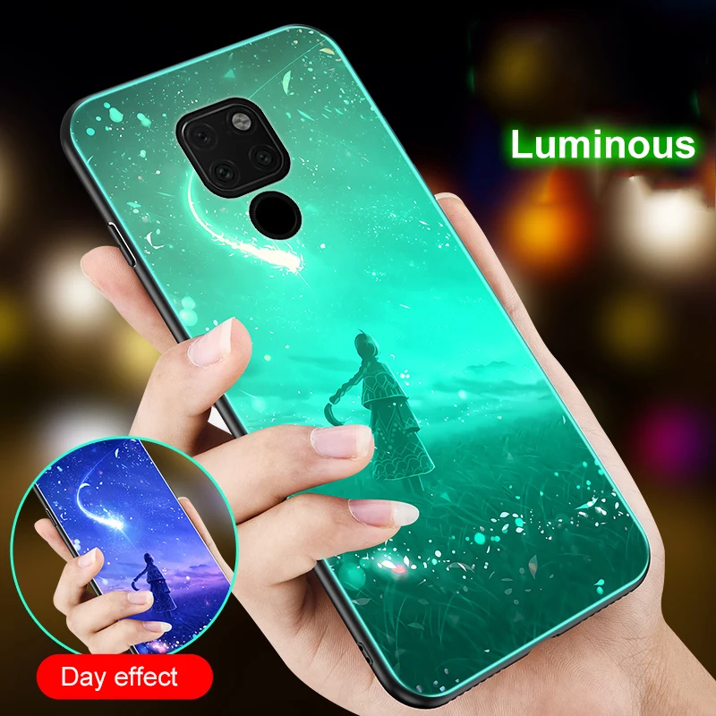 Светящийся чехол для Huawei P20 Lite Pro Mate 20 20X Nova 3 3i 3e 2s 9 H из закаленного стекла с