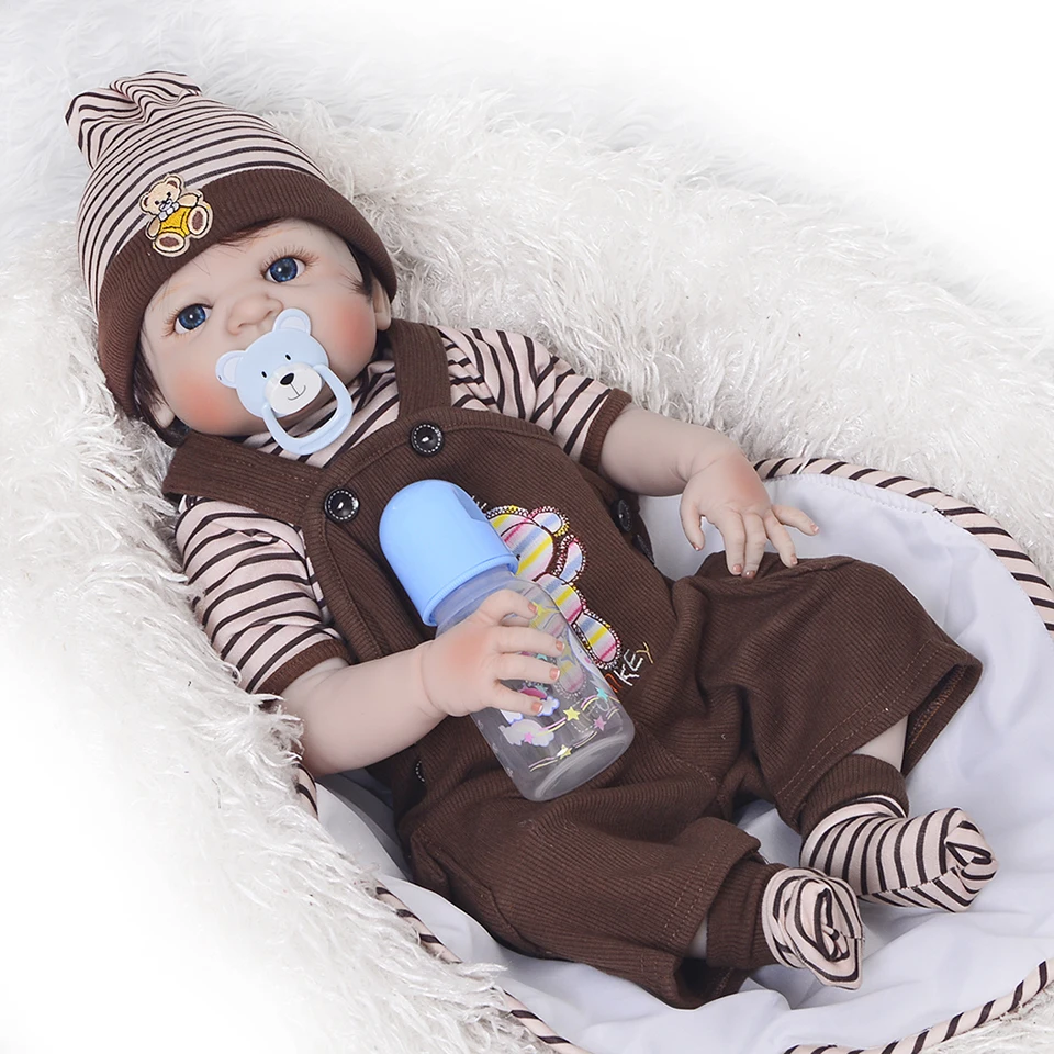 

Full vinyl silicone reborn baby dolls 23"57cm alive baby boy newborb dolls gift for child bebes reborn de silicone real
