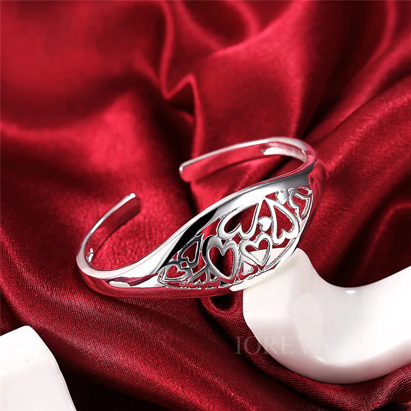 Сердце любовь браслет год сбора винограда для женщин посеребренные браслеты и