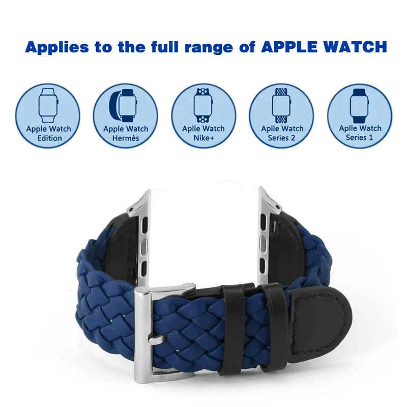 Винтажный Плетеный ремешок из искусственной кожи для Apple Watch band 4 44/40 мм мужчин и