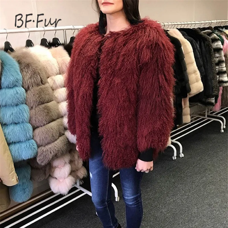 BFFUR натуральный мех 2017 модное женское Шерстяное меховое пальто цельная кожа