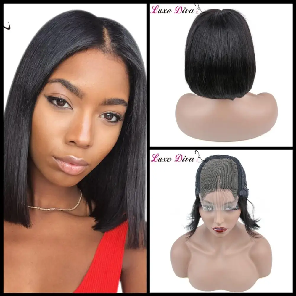 Бразильские парики из натуральных волос на кружеве человеческих 4*4 для черных