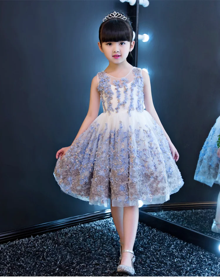 

Lace Flower Girl Dresses Appliques Baby Girls Birthday Wedding Party Gown Princess Dresses First Communion Gown