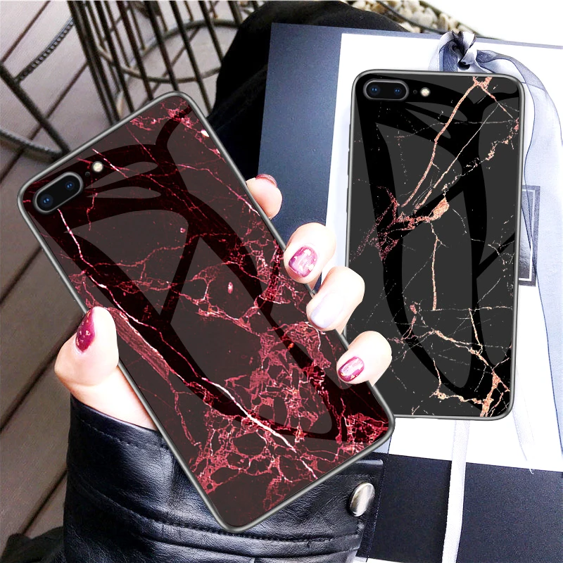 Для iPhone Xs max Xr 7 8 6s Plus чехол для телефона мраморный Гладкий закаленное стекло