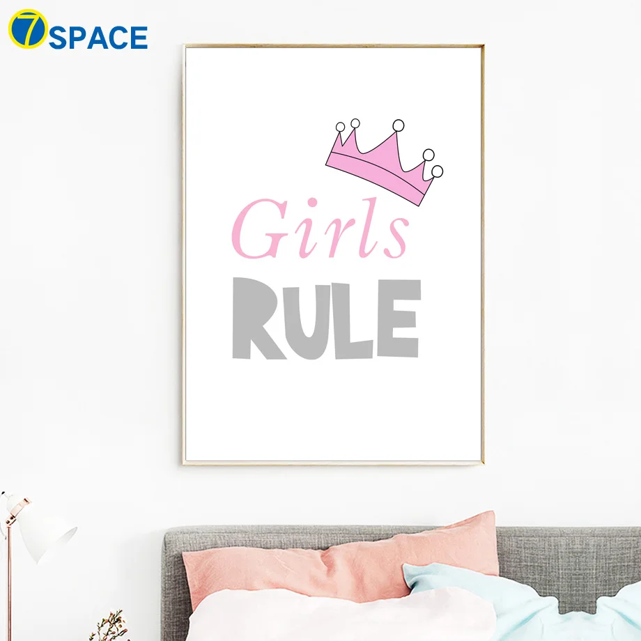 Cartoon Crown Sweet Cloud Wall Art Canvas Painting Nordic Posters And Prints Pictures Kids Room Girls Decor | Дом и сад